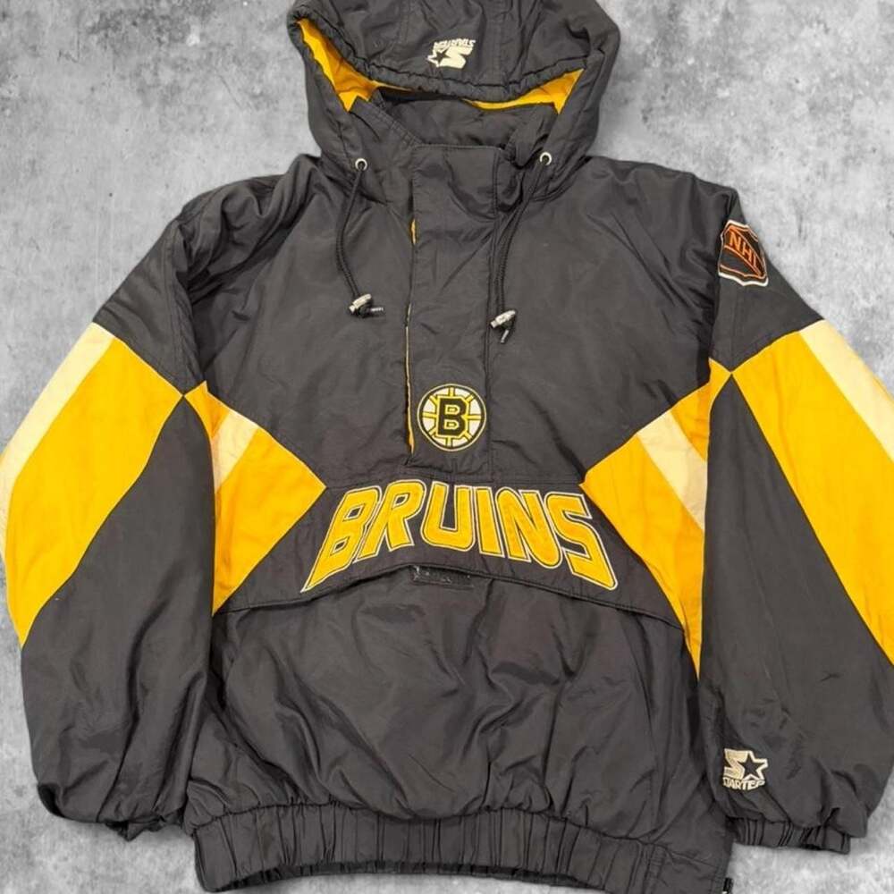 Vintage Boston Bruins Starter Center Ice Pullover 1/2 Zip Puffer Jacket